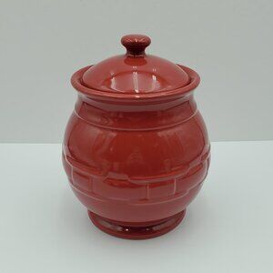 Longaberger Woven Traditions Tomato Red Canister with Lid Cookie Jar
